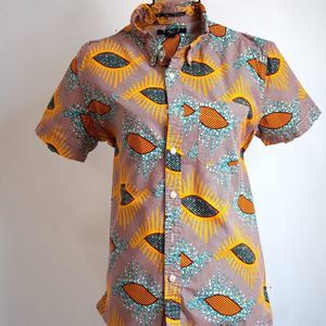 Whimsical Design Vintage Button-down Shirt Cotton